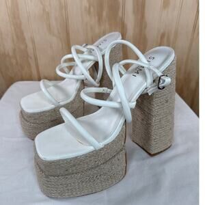 SIMMI London Nadima-1 White Espadrille Heels Women’s Size 9 Platform Strappy